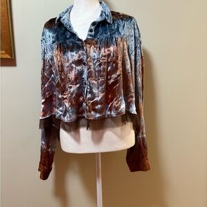 Urban Outfitters Willow shirt cropped top tie-dye long sleeve sz L new NWOT